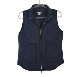 J. Crew | Black Puffer Quilted Down Filled Collard Vest